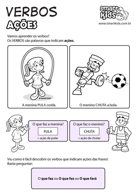 Colorir Desenho Verbos Ações Atividades com verbos Atividades