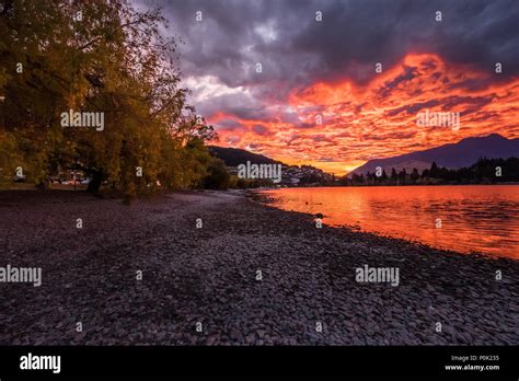 Sunrise At Lake Wakatipu And The Remarkables In Queenstown New Zealand