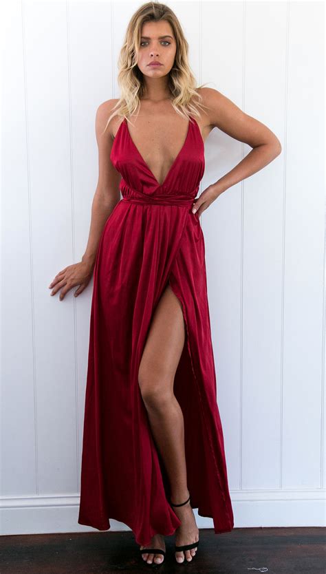Sexy V Neck Long Dark Red Prom Dress Evening Dress With Criss Cross