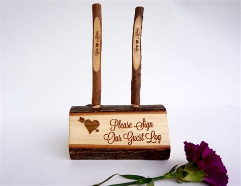 Pen Holder With Twig Pens Personalized Wedding By Cdshardwoods