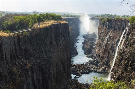Victoria Falls Viewed From The Zambian Side Deep Gorge With Vertical