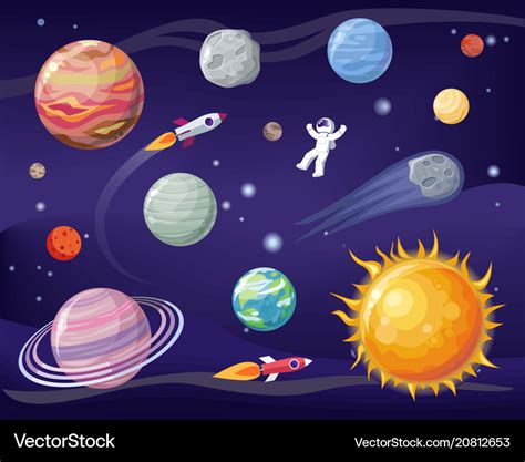 Space And Planets Set Poster Royalty Free Vector Image