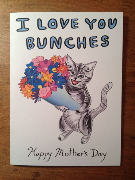 Funny Mothers Day Card Cute Cat Card Hand Drawn Mothers Day Card