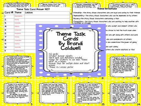 Theme Task Cards Task Cards Theme Task Cards Reading Themes