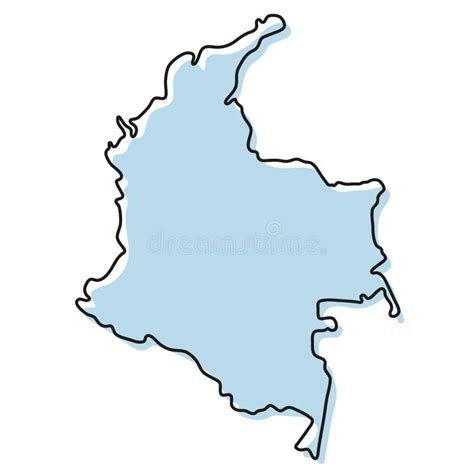 Stylized Simple Outline Map Of Colombia Icon Blue Sketch Map Of