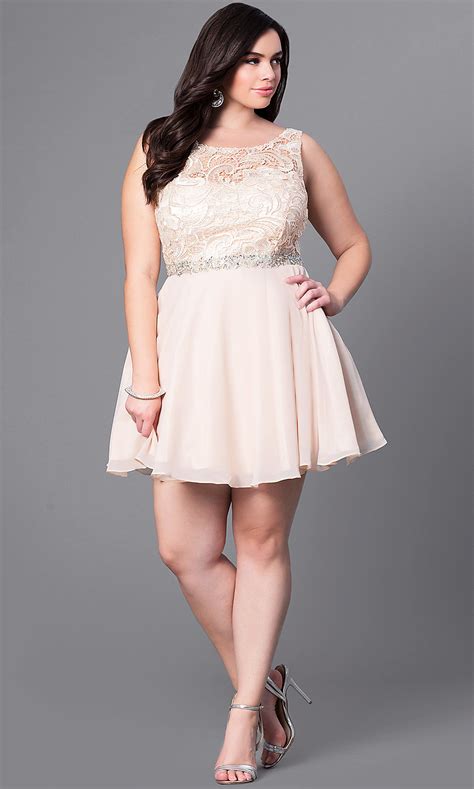 Cheap Plus Size Lace Bodice Party Dress Promgirl
