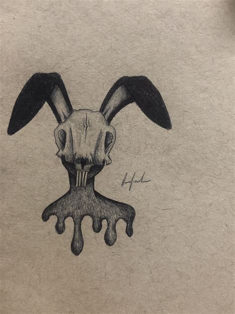 Creepy Skull Bunny Art Artist Sketch Inkdrawing Weird