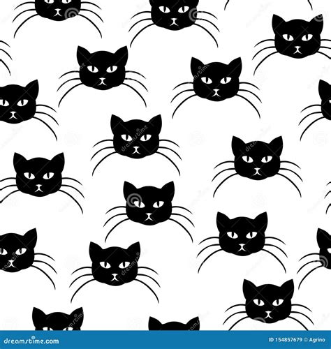 Cartoons Cat Muzzle Pattern Seamless Stock Vector Illustration Of Head Black 154857679
