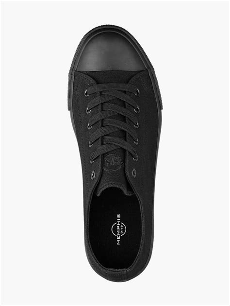 Victory Black Canvas Lace Up Shoes In Black Deichmann