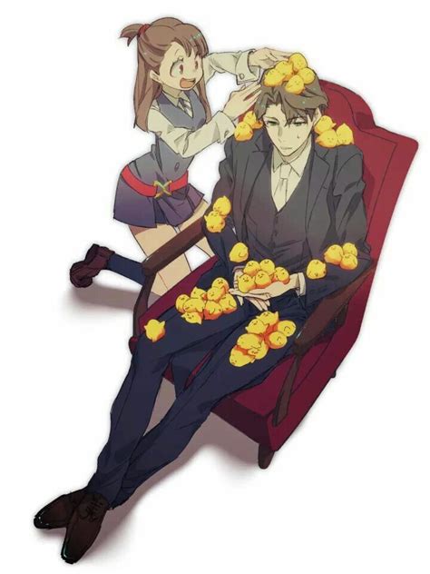 Two Anime Characters Sitting On A Chair With Flowers In Their Lap And