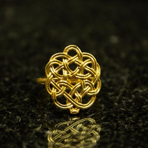 Gold Celtic Knot Ring 24k Gold Plated 925 Sterling Silver Handmade