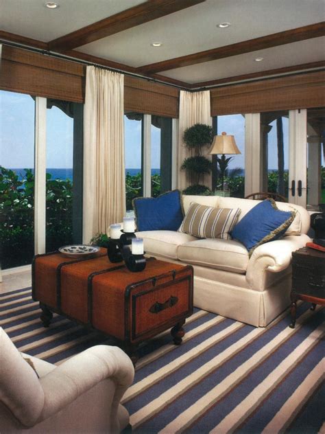 Coastal Blue And White Living Room Hgtv