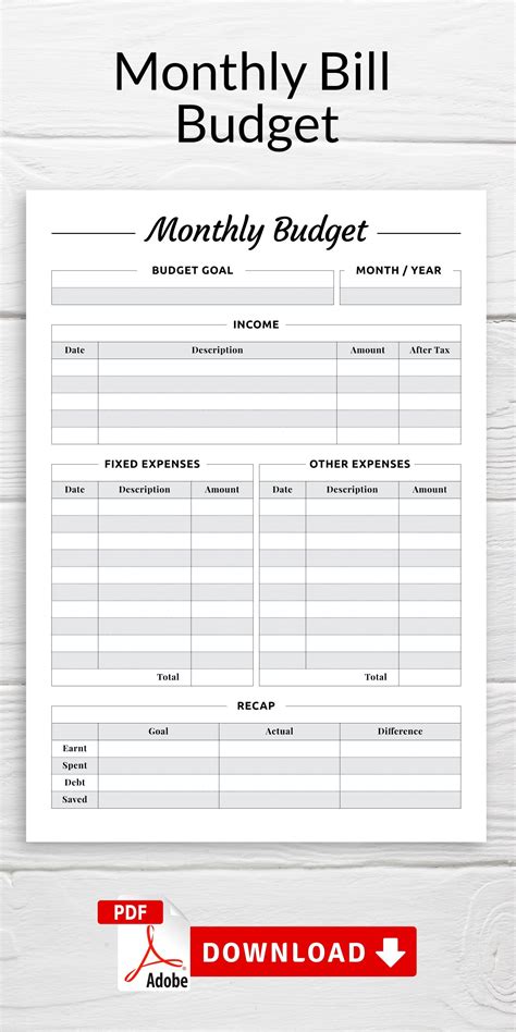 Monthly Bill Budget Monthly Bill Template Budget And Finance Planner