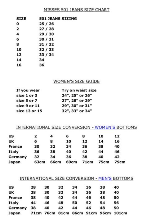 Size Charts And International Size Conversion Guide And Charts Ebay