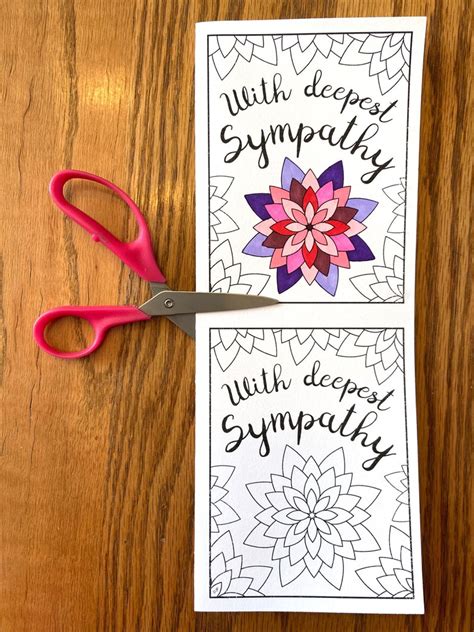Sympathy Card With Flowers Pdf Zentangle Coloring Page Etsy