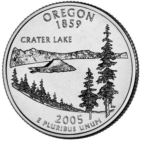 Oregon Cut Coin Necklace 25¢ Or Usa Quarter Hand Beaver State Crater Lake