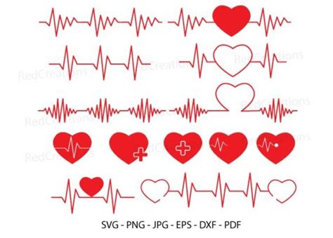 Free Heartbeat Line Clipart SVG PNG DXF EPS Cut File