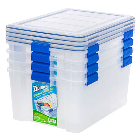 Iris Ziploc Weathershield Clear Plastic 60 Quart Storage Box Pack Of 4