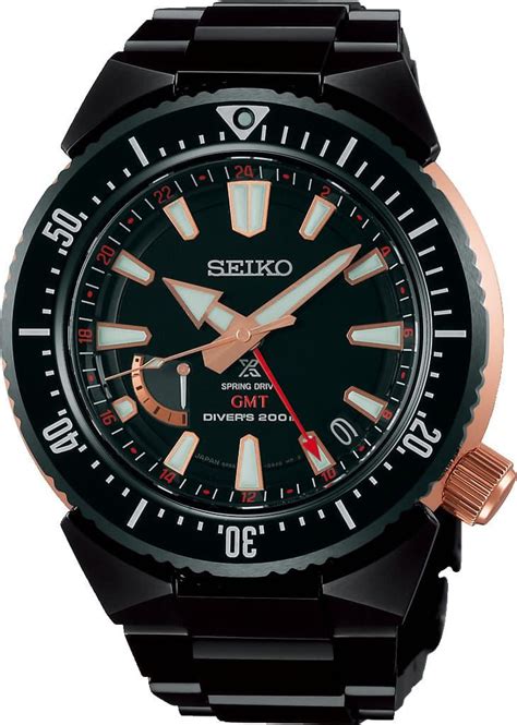 Seiko Prospex Spring Drive Transocean Gmt Black Titanium Dive Watch Sb