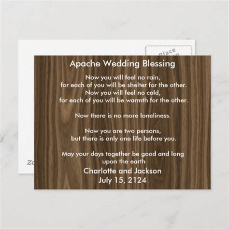 Apache Wedding Blessing Dark Wood Grain Postcard Zazzle