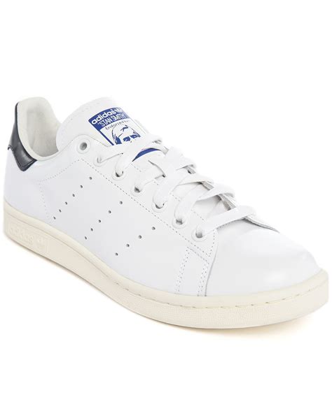 Adidas Originals Stan Smith White Blue Smooth Leather Sneakers In White For Men Lyst