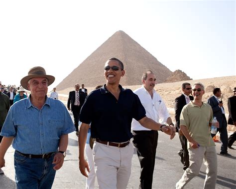 President Barack Obama Tours The Pyramids And Sphinx In Egypt 8x10 Photo