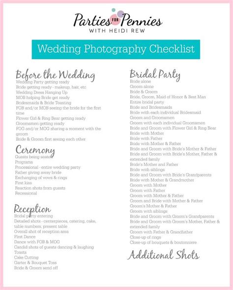 Wedding Photography Checklist By With Images
