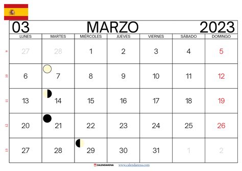 Descargar Calendario Marzo 2 España Para Imprimir