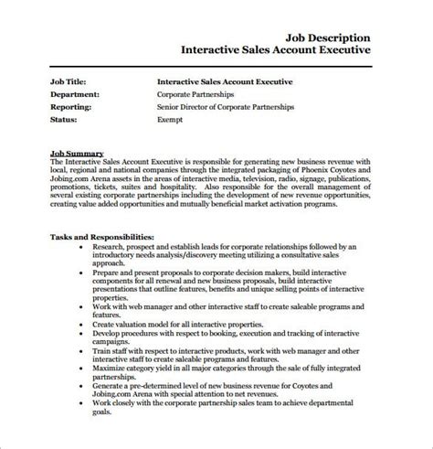 Executive Job Description Template