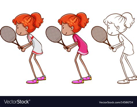 Doodle Character For Tennis Player Royalty Free Vector Image