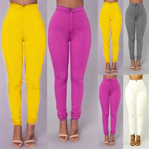 Hot Newly Candy Color Jeans Women 2017 Rolling Up Woman Skinny Pants
