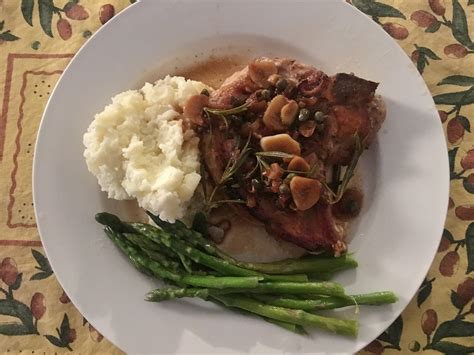 American lamb chops with shallot & thyme pan sauce and garlic smashed potatoes. Pork Chops With Rosemary and Capers - The Accidental Locavore