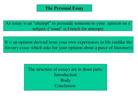 Ppt The Personal Essay Powerpoint Presentation Free Download Id167500