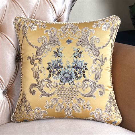Vintage Floral Couch Gold Decorative Throw Pillows
