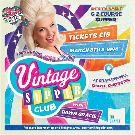 Vintage Supper Club With Dawn Gracie Tickets Wednesday 8th March 2023
