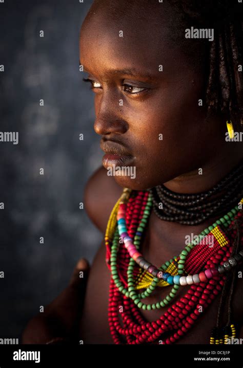 Dassanech Tribe Young Woman Omorate Omo Valley Ethiopia Stock Photo