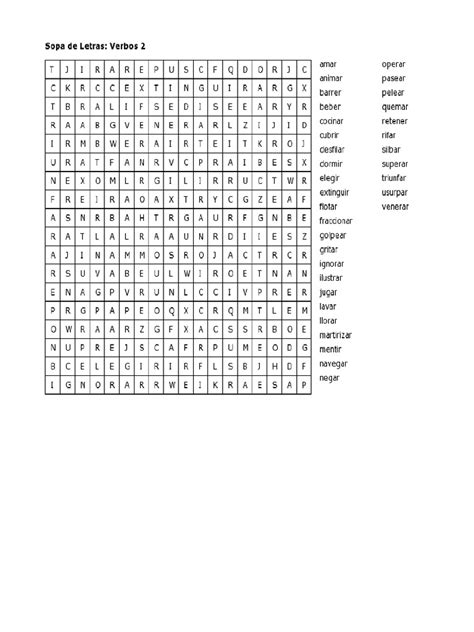 Sopa De Letras Verbos Pdf