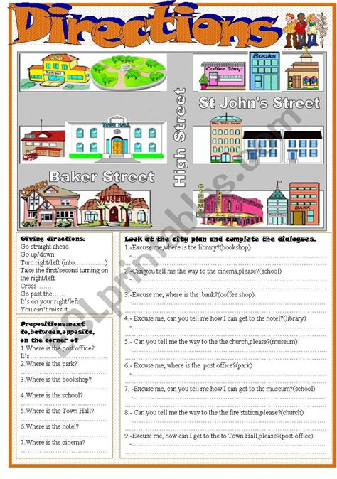 Giving Directions Online Pdf Exercise English Teaching Worksheets