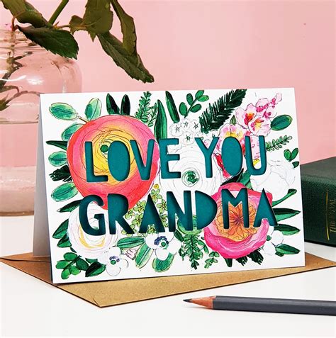 love you grandma or nanny paper cut card miss bespoke papercuts