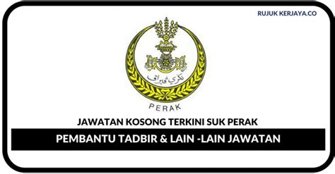 Permohonan adalah dipelawa daripada warganegara malaysia yang berkelaya. Jawatan Kosong Terkini SUK Perak (Kerajaan Negeri Perak ...