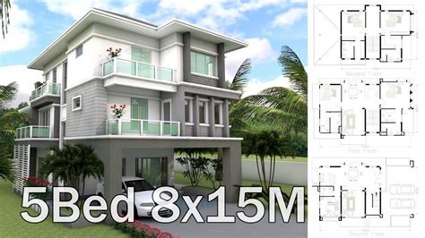 While many of our customers are able to quickly find a three storey house design from our portfolio that they immediately fall in love with, others instead. 8x15M | 3 Story House Design Plan | 5 Bedrooms home design ...