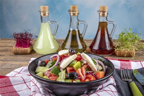 Mediterranean Salad Greek Salad With Fresh Vegetables Feta Cheese And