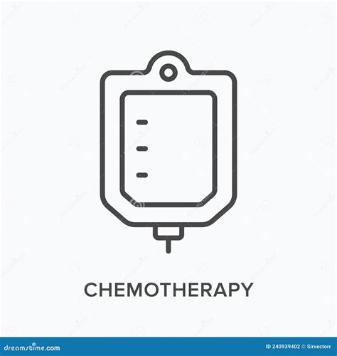Chemotherapy Flat Line Icon Vector Outline Illustration Of Iv Bag