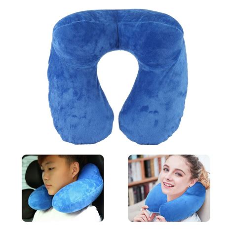 Portable U Shaped Travel Pillow Airplane Inflatable Hump Design Solid