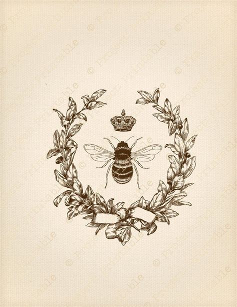 Instant Download Printable Vintage Pretty Honey Bee In Frame Etsy Art