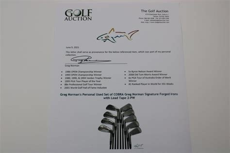 Lot Detail Greg Norman S Personal Used Set Of COBRA Greg Norman Signature Forged Irons With
