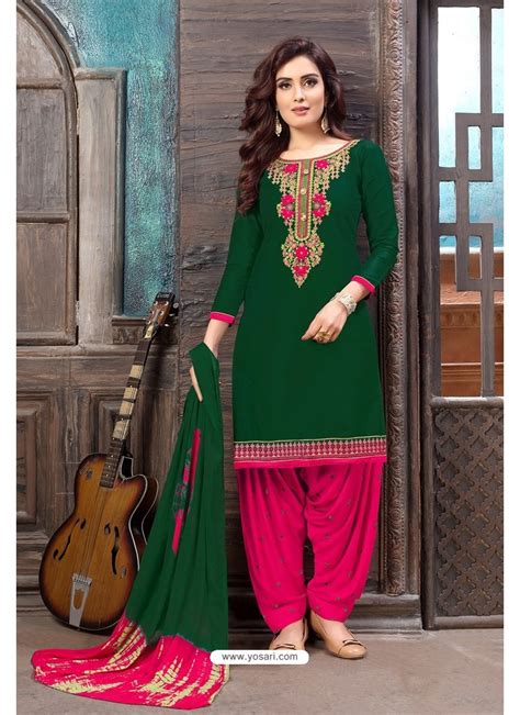 Buy Dark Green Designer Embroidered Punjabi Patiala Suit Punjabi Patiala Suits