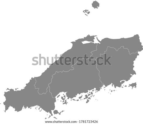Grey Flat Map Japanese Region Shikoku Stock Vector Royalty Free