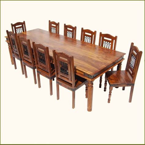 Different to large square dining room, a large round dining room provides warm, comfortable, and 12 person dining table, of course, needs more spaces to be set down. 11 PC Transitional Dining Room Table & Chair Set For 10 ...