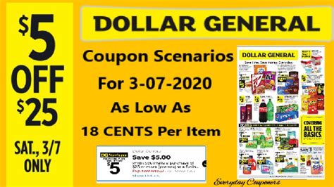 Dollar General Coupon Scenarios For 3 07 20 As Low As 18 Cents Per Item